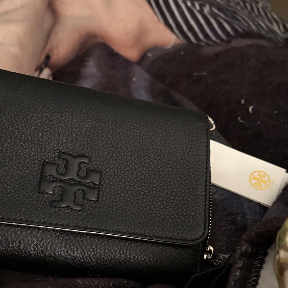 Tory Burch Black Pebbled Leather Crossbody